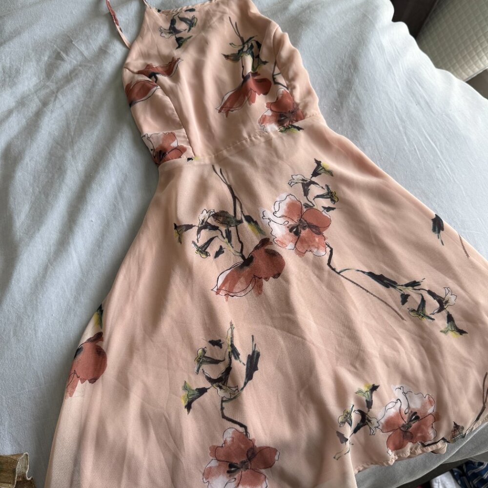 Lulus Blush Pink Floral Print Lace-Up Skater Dress